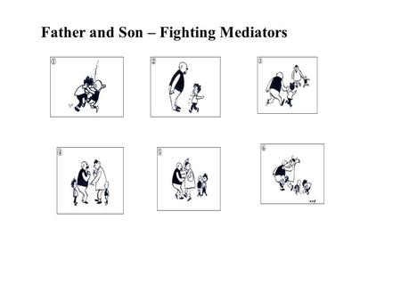 Father and Son – Fighting Mediators. 1) Two little boys are playing together. But somehow a fight breaks out between them. 2) Son comes back to Father.