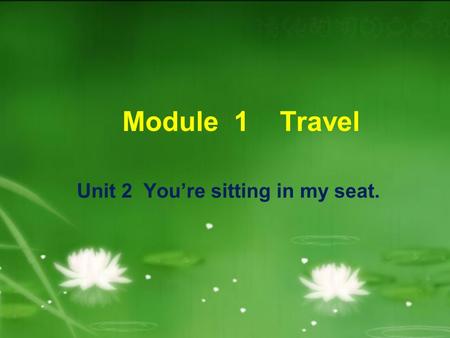 Module 1 Travel Unit 2 You’re sitting in my seat.