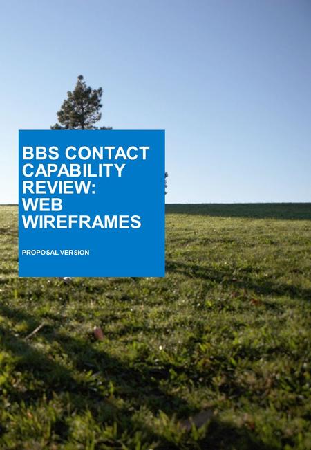 BBS CONTACT CAPABILITY REVIEW: WEB WIREFRAMES PROPOSAL VERSION.