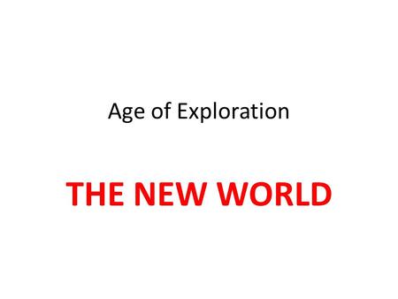 Age of Exploration THE NEW WORLD. The Countries involved in exploring the NEW WORLD Spain Portugal The Netherlands France England.