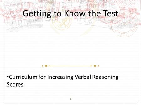 1 Getting to Know the Test Curriculum for Increasing Verbal Reasoning Scores.