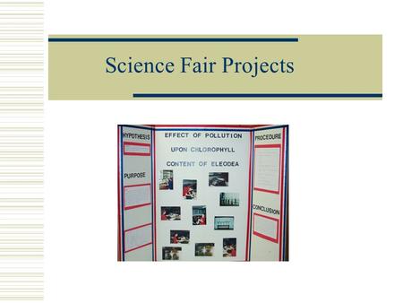 Science Fair Projects. 5 th Biannual Science Symposium  Partner project  Judged by science department with winners in each class competing for prizes.