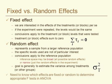 Fixed vs. Random Effects