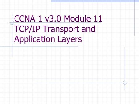 CCNA 1 v3.0 Module 11 TCP/IP Transport and Application Layers.