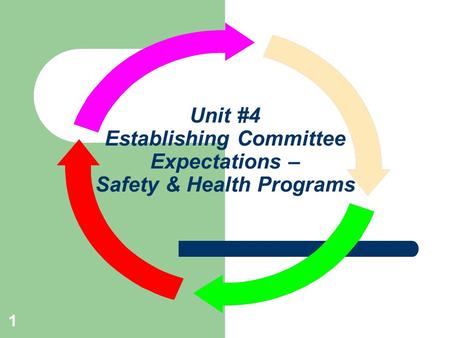 Unit #4 Establishing Committee Expectations – Safety & Health Programs 1.