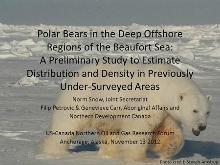 Polar Bears in the Deep Offshore Regions of the Beaufort Sea: A Preliminary Study to Estimate Distribution and Density in Previously Under-Surveyed Areas.