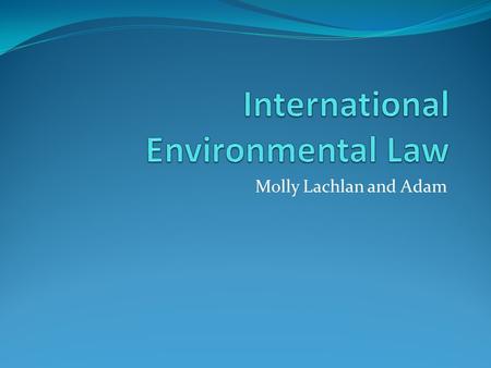 Molly Lachlan and Adam. Principals of International Environmental Law States may not allow their territory to be used in a way that is prejudicial to.