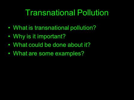 Transnational Pollution