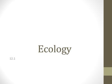 Ecology 12.1. Learning Targets I can identify ways that organisms interact with other organisms and non-living things I can describe feeding relationships.