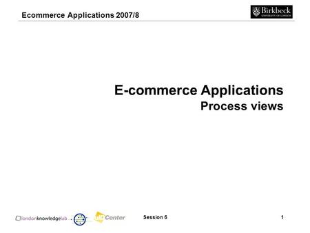 Ecommerce Applications 2007/8 Session 61 E-commerce Applications Process views.