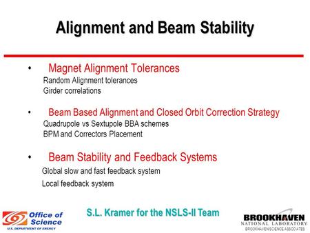Alignment and Beam Stability