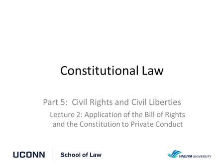 Constitutional Law Part 5: Civil Rights and Civil Liberties Lecture 2: Application of the Bill of Rights and the Constitution to Private Conduct.