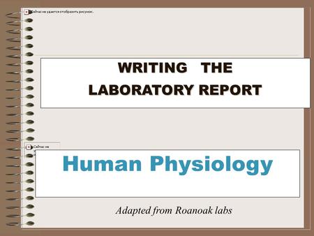 WRITING THE LABORATORY REPORT Human Physiology Adapted from Roanoak labs.