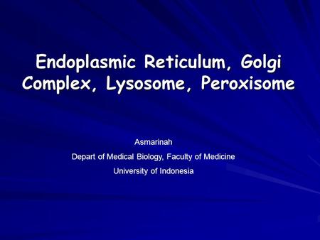 Endoplasmic Reticulum, Golgi Complex, Lysosome, Peroxisome