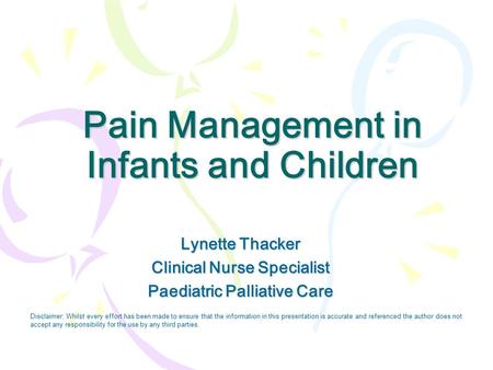 Pain Management in Infants and Children