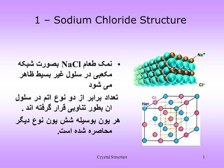 1 – Sodium Chloride Structure