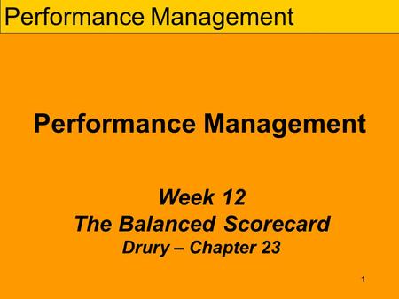 Performance Management The Balanced Scorecard