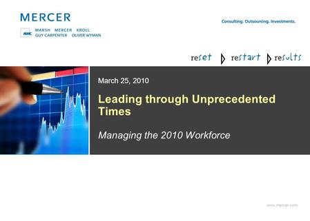 Www.mercer.com Leading through Unprecedented Times Managing the 2010 Workforce March 25, 2010.