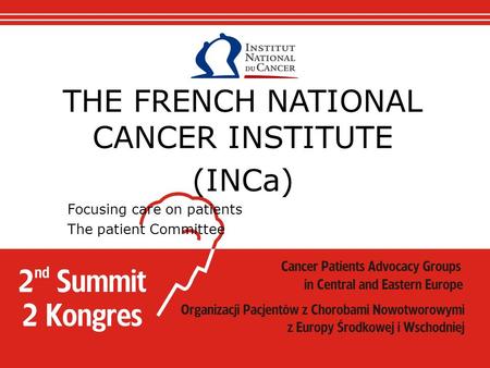 THE FRENCH NATIONAL CANCER INSTITUTE (INCa) Focusing care on patients The patient Committee.