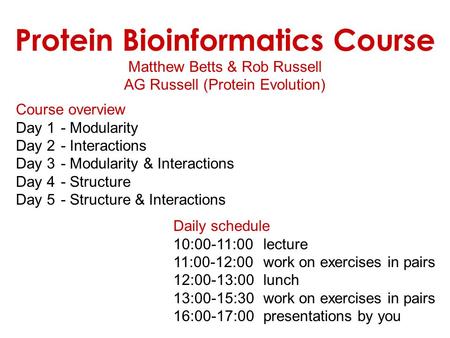 Protein Bioinformatics Course