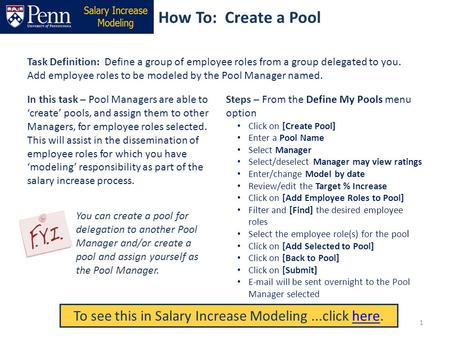 How To: Create a Pool Task Definition: Define a group of employee roles from a group delegated to you. Add employee roles to be modeled by the Pool Manager.