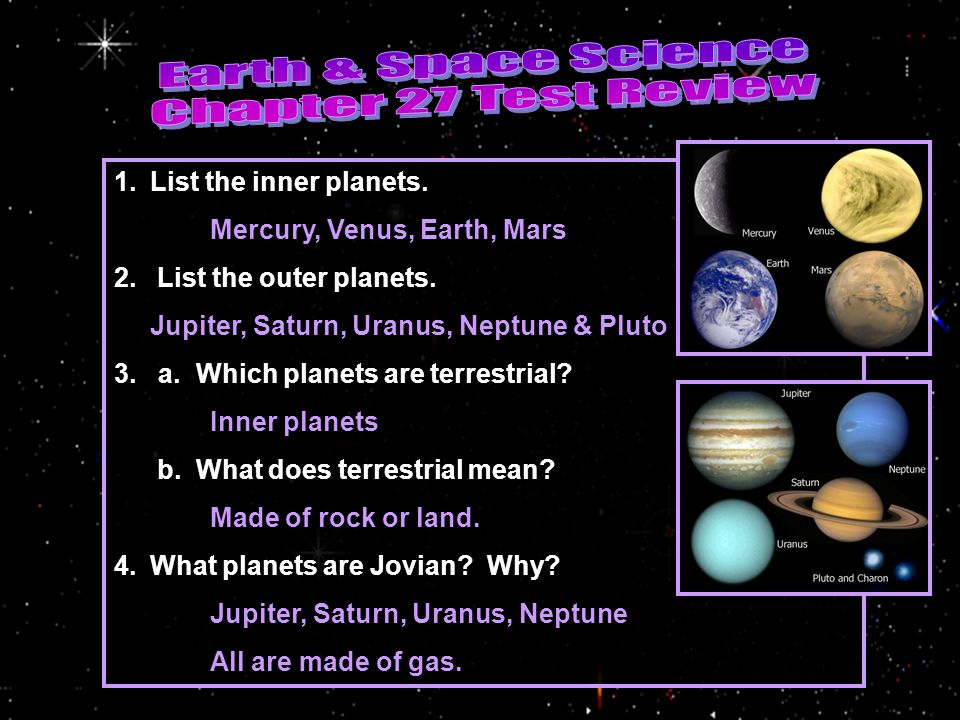 The inner planets worksheet answers
