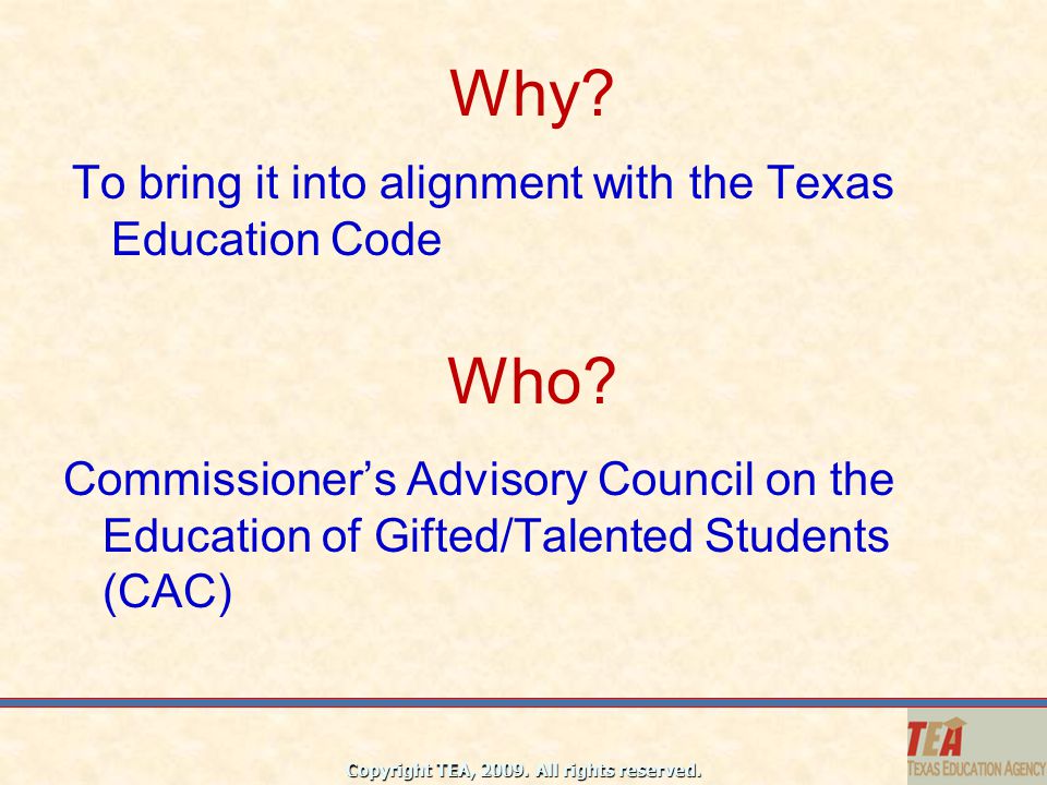 Why Who To Bring It Into Alignment With The Texas Education Code