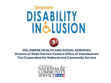 DELAWARE HEALTH AND SOCIAL SERVICES Division of State Service Centers Office of Volunteerism The Corporation for National and Community Service.