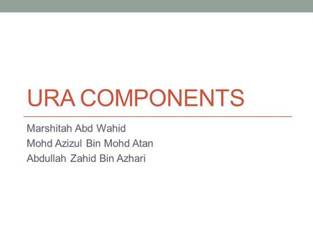 URA Components Marshitah Abd Wahid Mohd Azizul Bin Mohd Atan