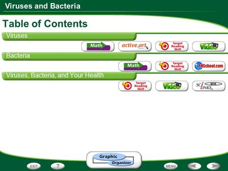 Table of Contents Viruses Bacteria Viruses, Bacteria, and Your Health.