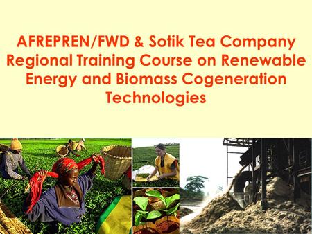 1 AFREPREN/FWD & Sotik Tea Company Regional Training Course on Renewable Energy and Biomass Cogeneration Technologies.