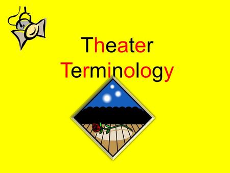 TheaterTerminologyTheaterTerminology. Places This is called by the stage manager when it is time for the actors to be in their proper positions for the.