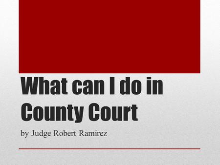 What can I do in County Court by Judge Robert Ramirez.