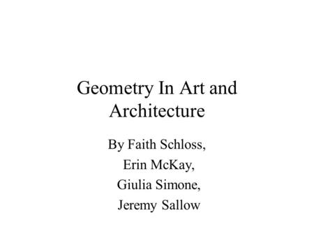 Geometry In Art and Architecture