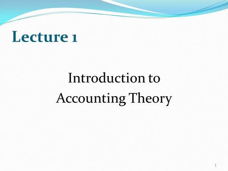 Introduction to Accounting Theory
