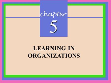 Chapter 5 LEARNING IN ORGANIZATIONS. CHAPTER 5 Learning in Organizations Copyright © 2002 Prentice-Hall Learning in Organizations Definition: A relatively.