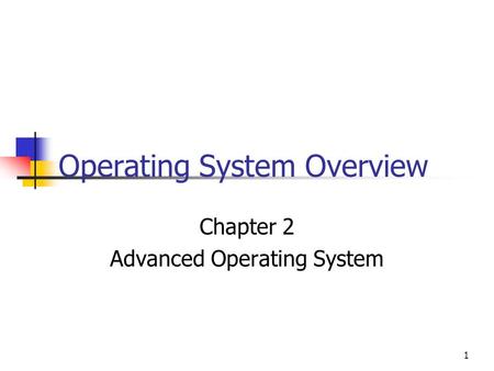 1 Operating System Overview Chapter 2 Advanced Operating System.