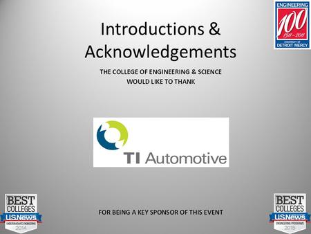 Introductions & Acknowledgements. Center for Automotive Systems Engineering Education CASEE.