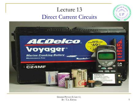 Lecture 13 Direct Current Circuits