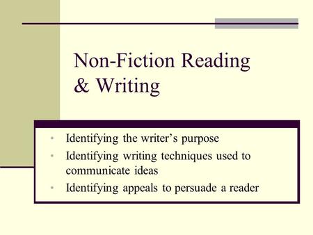 Non-Fiction Reading & Writing