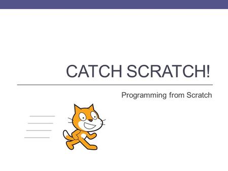 CATCH SCRATCH! Programming from Scratch. Remember Scratch?