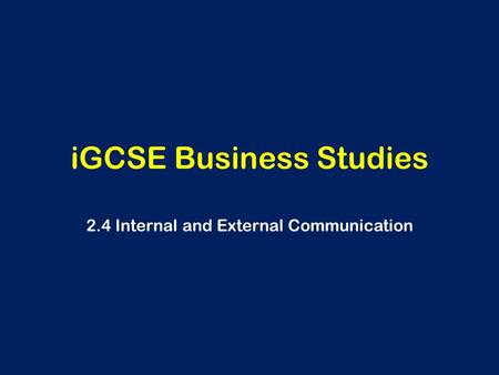 iGCSE Business Studies