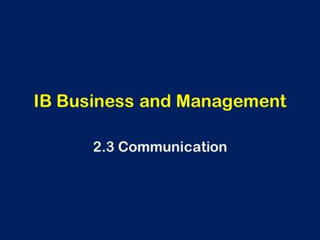IB Business and Management
