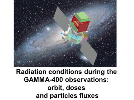 Radiation conditions during the GAMMA-400 observations: