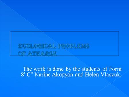 The work is done by the students of Form 8”C” Narine Akopyan and Helen Vlasyuk.