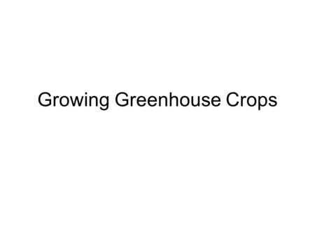 Growing Greenhouse Crops. What Type of Plants Can One Grow in a Greenhouse? Trees? Shrubs? Bulbs Herbacious? Perenials? Annuals Grass? Food? Cut flowers?