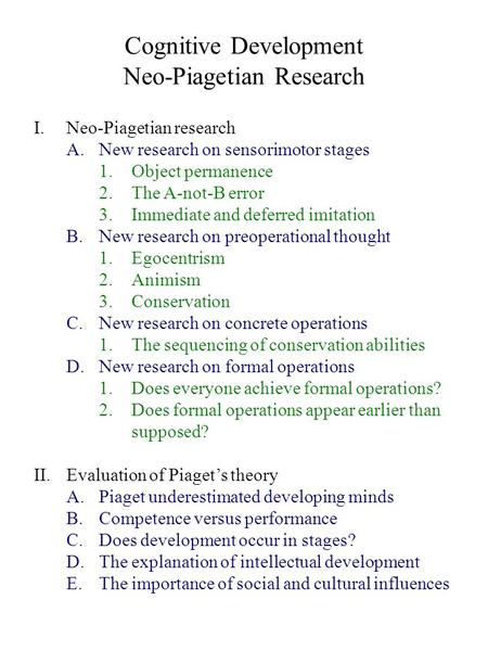 Cognitive Development Neo-Piagetian Research