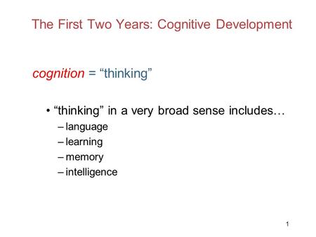The First Two Years: Cognitive Development