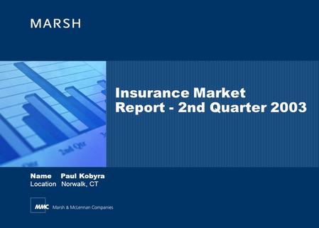 Name Paul Kobyra Location Norwalk, CT Insurance Market Report - 2nd Quarter 2003.