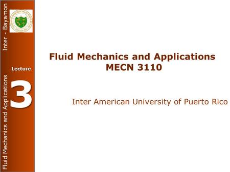 Fluid Mechanics and Applications MECN 3110
